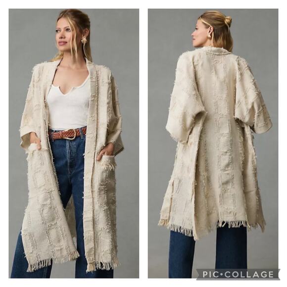 Anthropologie Tops - Anthropologie Pilcro Gold Fringed Kimono One Size